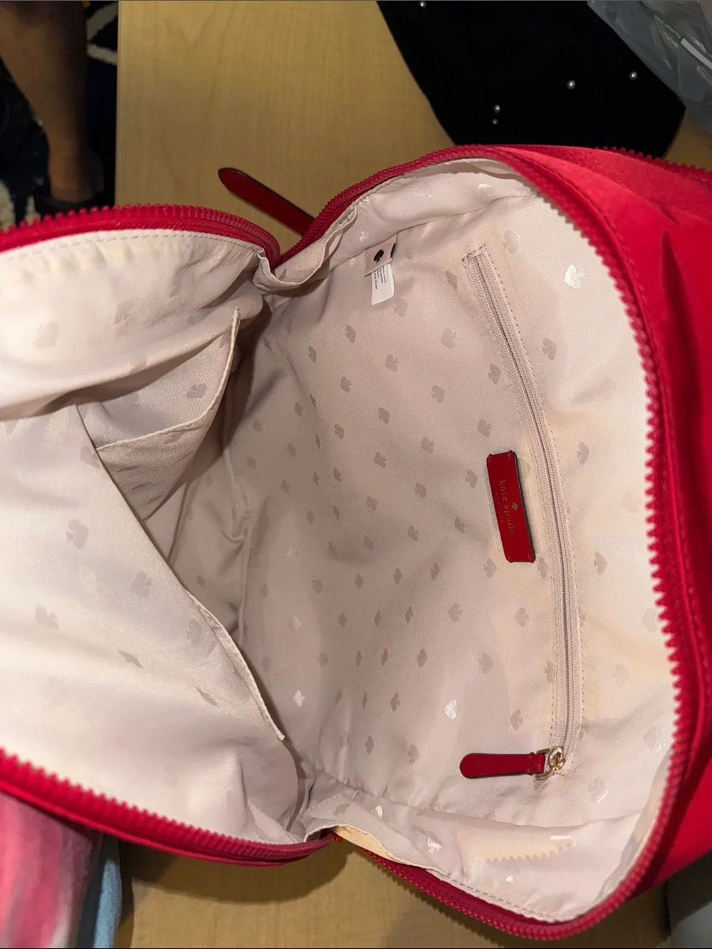kate spade red nylon dome backpack